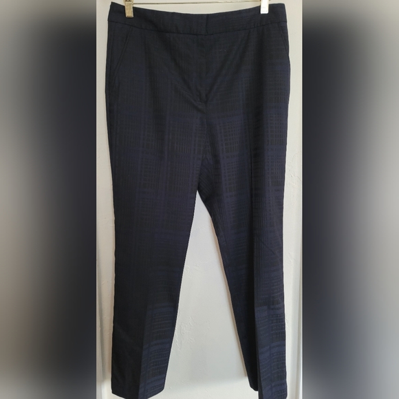 Reiss Navy Blue Plaid Margot Tapered Leg  Stretch Ankle Pants Size 8 - Picture 5 of 16